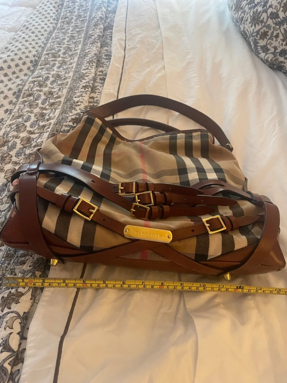 Burberry Canvas Bucket Bag with Brown Leather Trim - Picture 11 of 12